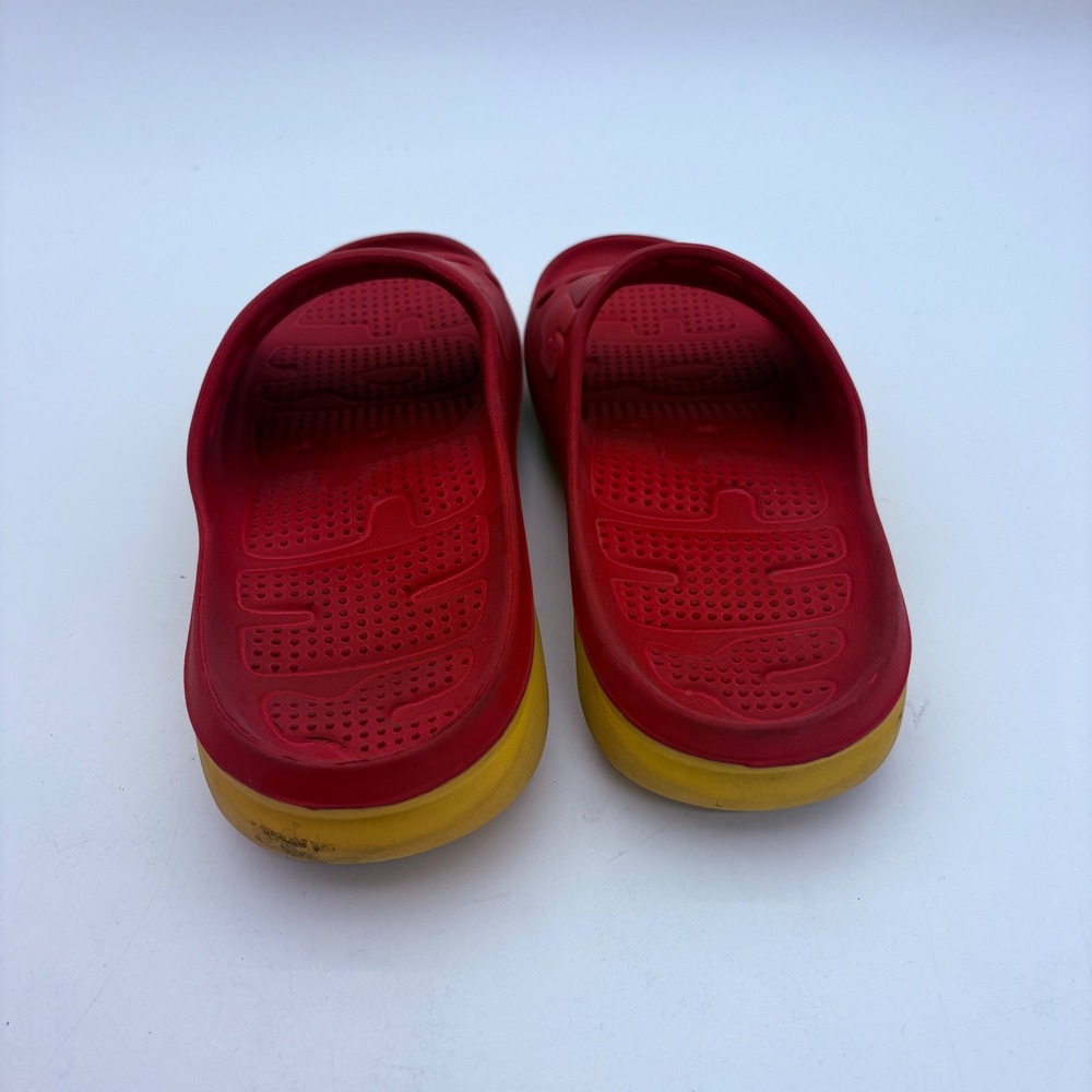 Freshly Red Yellow Rubber Slide Sandals Men 8 Women 10 Embossed Logo Streetwear - Picture 4 of 7